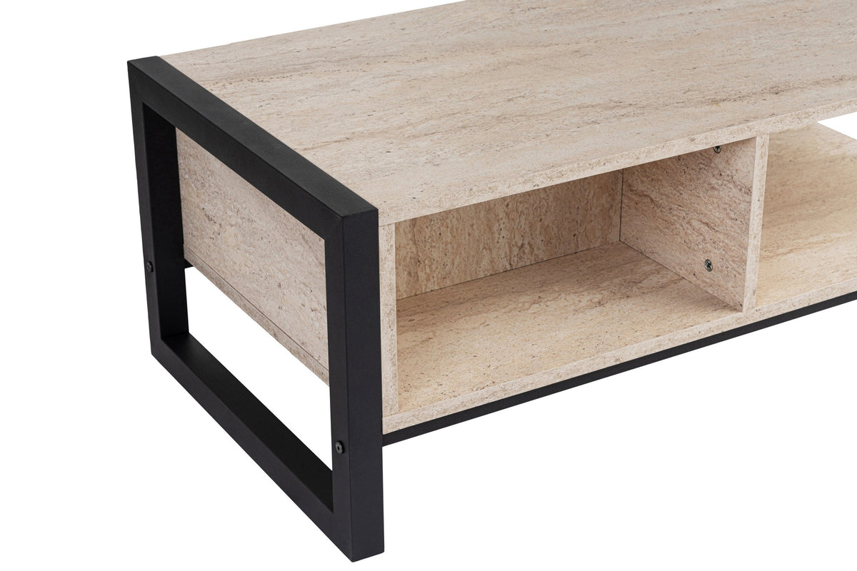 Τραπεζάκι Σαλονιού Plagia Μαύρο - Travertine 105x55x40 εκ. Μελαμίνης