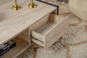Τραπεζάκι Σαλονιού Plagia Μαύρο - Travertine 105x55x40 εκ. Μελαμίνης