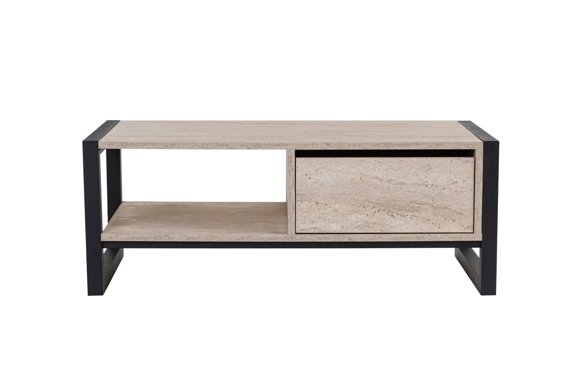 Τραπεζάκι Σαλονιού Plagia Μαύρο - Travertine 105x55x40 εκ. Μελαμίνης