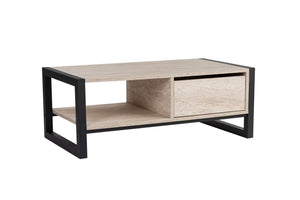 Τραπεζάκι Σαλονιού Plagia Μαύρο - Travertine 105x55x40 εκ. Μελαμίνης