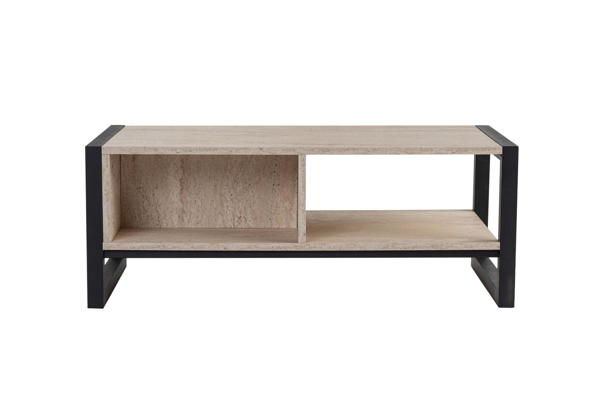 Τραπεζάκι Σαλονιού Plagia Μαύρο - Travertine 105x55x40 εκ. Μελαμίνης