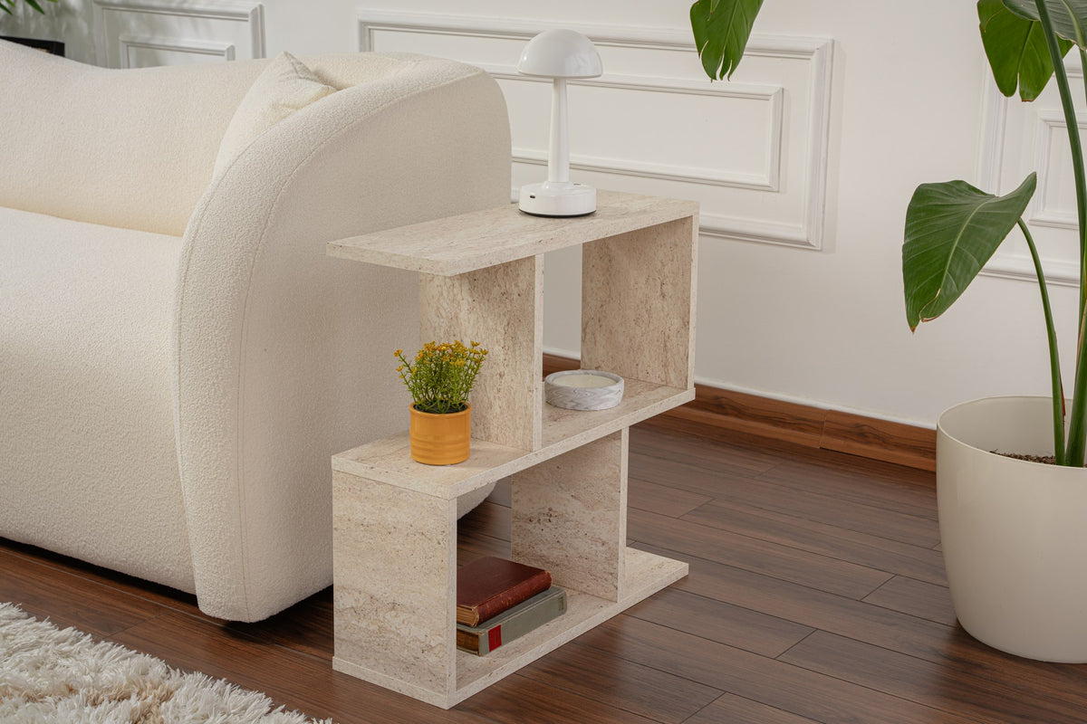 Βοηθητικό Τραπεζάκι Filiatra Travertine 60x20x60 εκ. Μελαμίνης