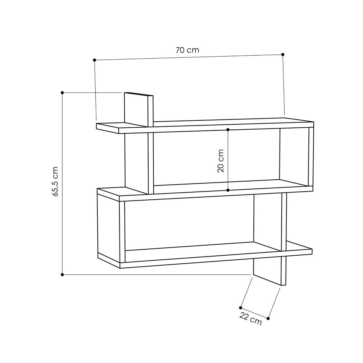 Ράφι Τοίχου Arakapas Δρυς 70x22x65.5 εκ. Μελαμίνης