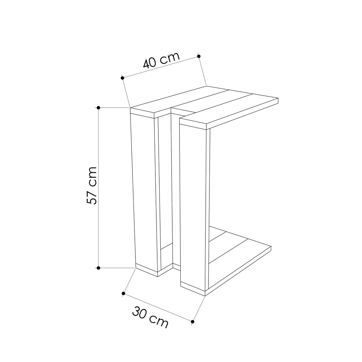 Βοηθητικό Τραπεζάκι Fournia Λευκό 30x40x57 εκ. Μελαμίνης