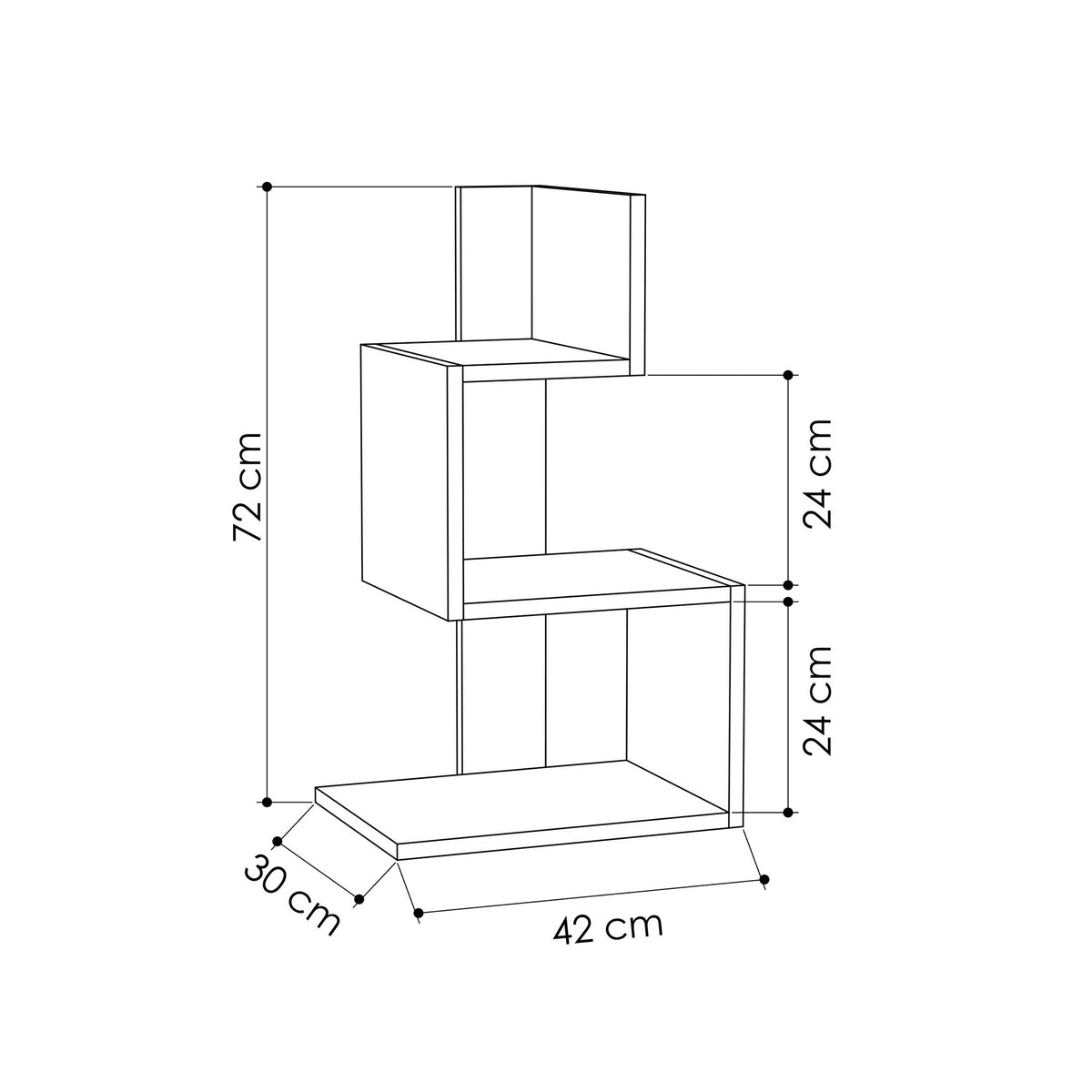 Βοηθητικό Τραπεζάκι Gaitani Λευκό - Δρυς 42x30x72 εκ. Μελαμίνης