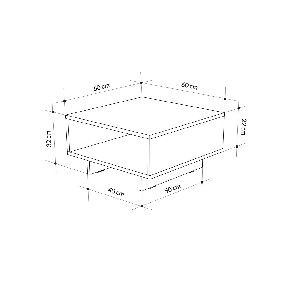 Τραπεζάκι Σαλονιού Prosilio Ανθρακί 60x60x32 εκ. Μελαμίνης