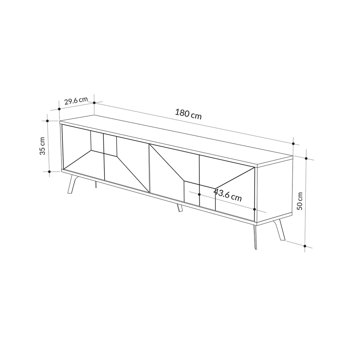 Έπιπλο Τηλεόρασης Antiparos Με Ράφια Ανθρακί 180x29.6x50 εκ. Μελαμίνης