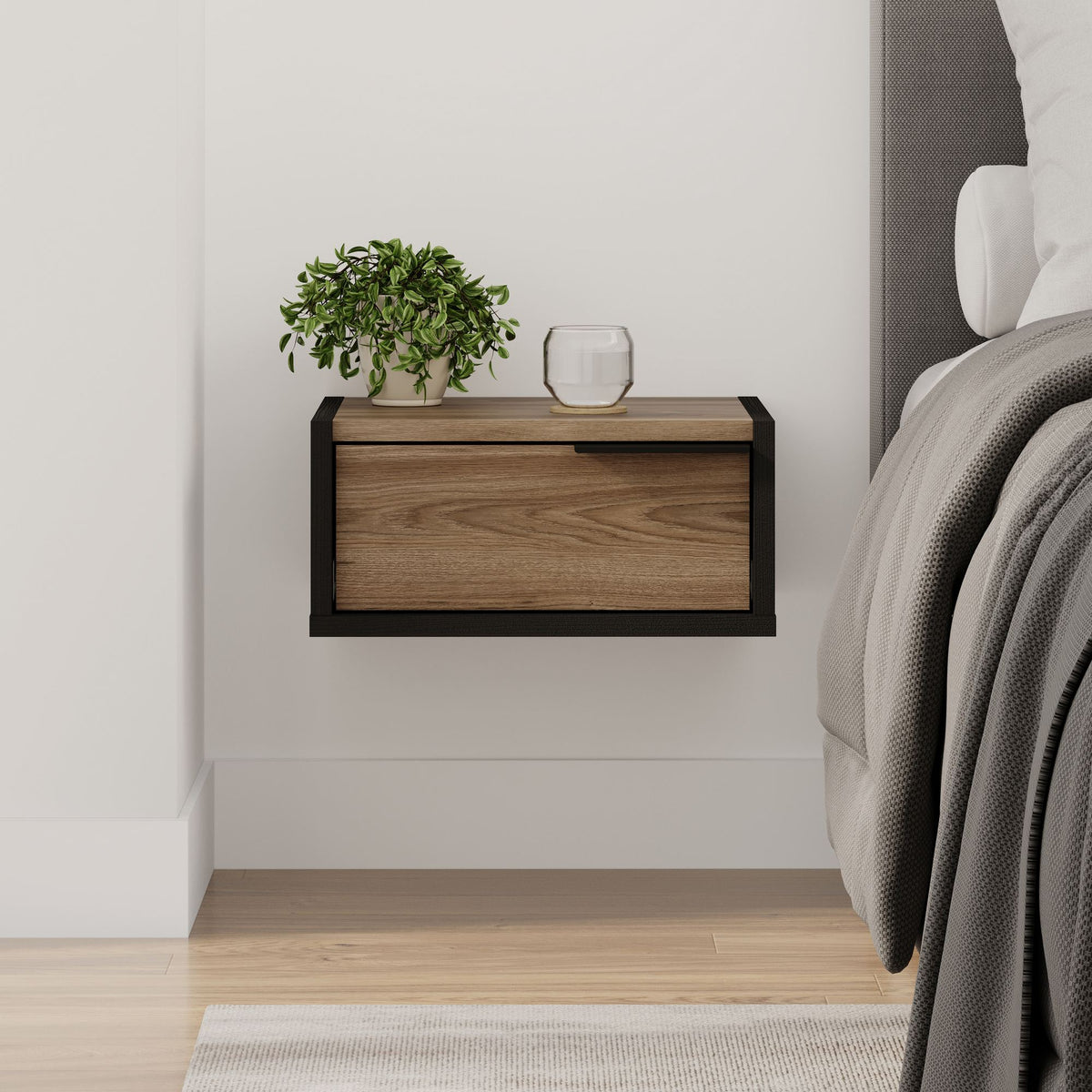 Κομοδίνο Aiani Μαύρο Ξύλο - Oud 40x30x18.8 εκ. Μελαμίνης
