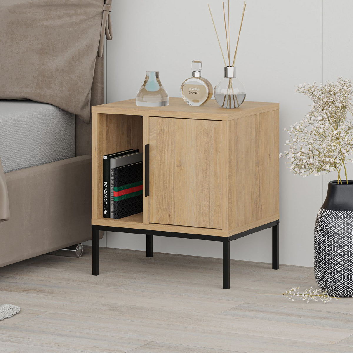 Κομοδίνο Andravida Δρυς Sapphire 45x35x50 εκ. Μελαμίνης