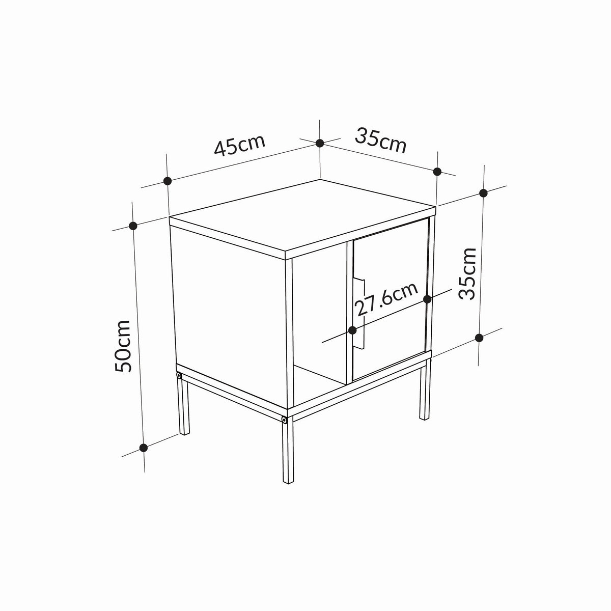 Κομοδίνο Andravida Δρυς Sapphire 45x35x50 εκ. Μελαμίνης