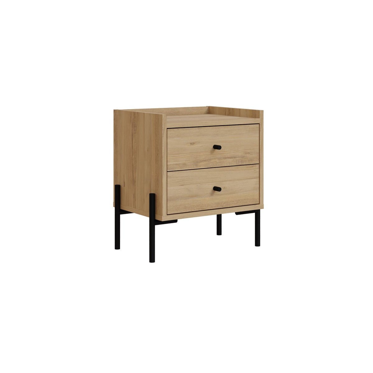 Κομοδίνο Fterno Με Μεταλλικά Πόδια Δρυς Sapphire 44.9x35x52 εκ. Μελαμίνης