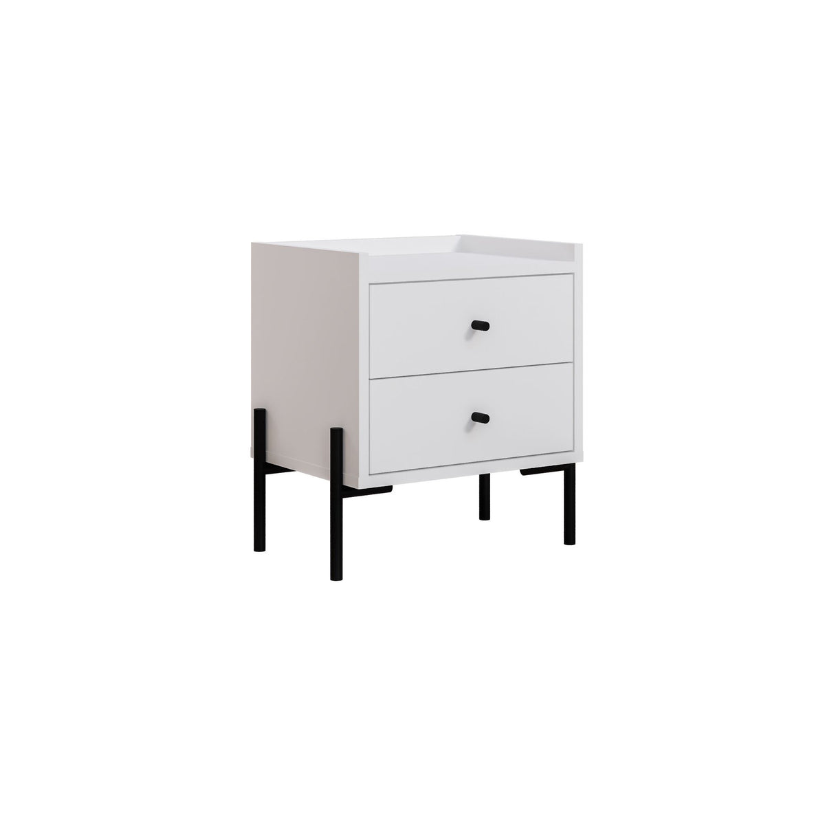 Κομοδίνο Fterno Με Μεταλλικά Πόδια Λευκό 44.9x35x52 εκ. Μελαμίνης