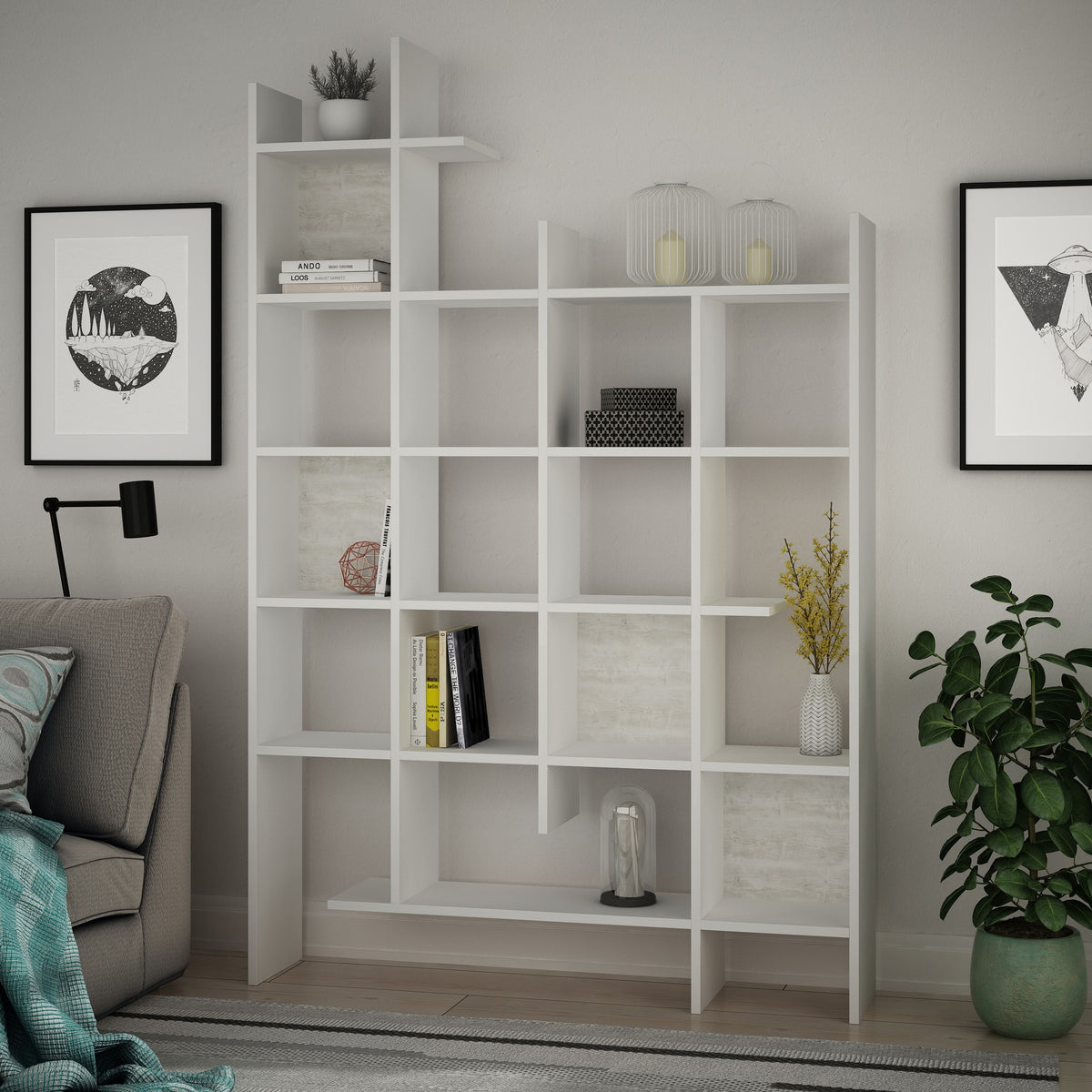 Βιβλιοθήκη Lalaria Λευκό 122x25.5x188 εκ. Μελαμίνης