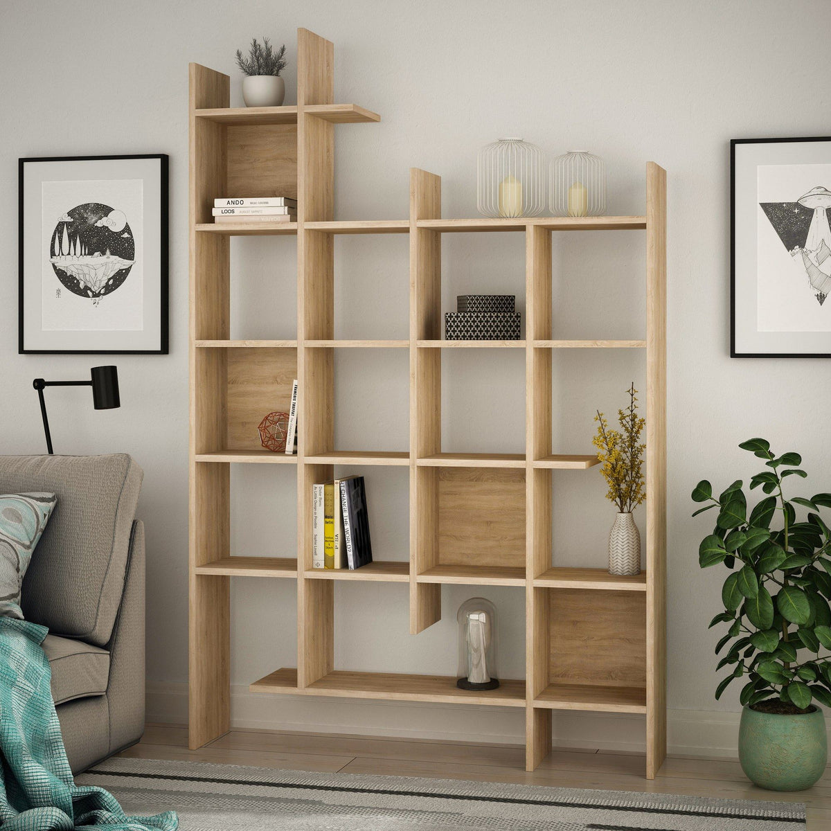 Βιβλιοθήκη Lalaria Δρυς 122x25.5x188 εκ. Μελαμίνης