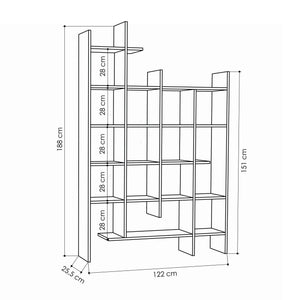 Βιβλιοθήκη Lalaria Δρυς 122x25.5x188 εκ. Μελαμίνης