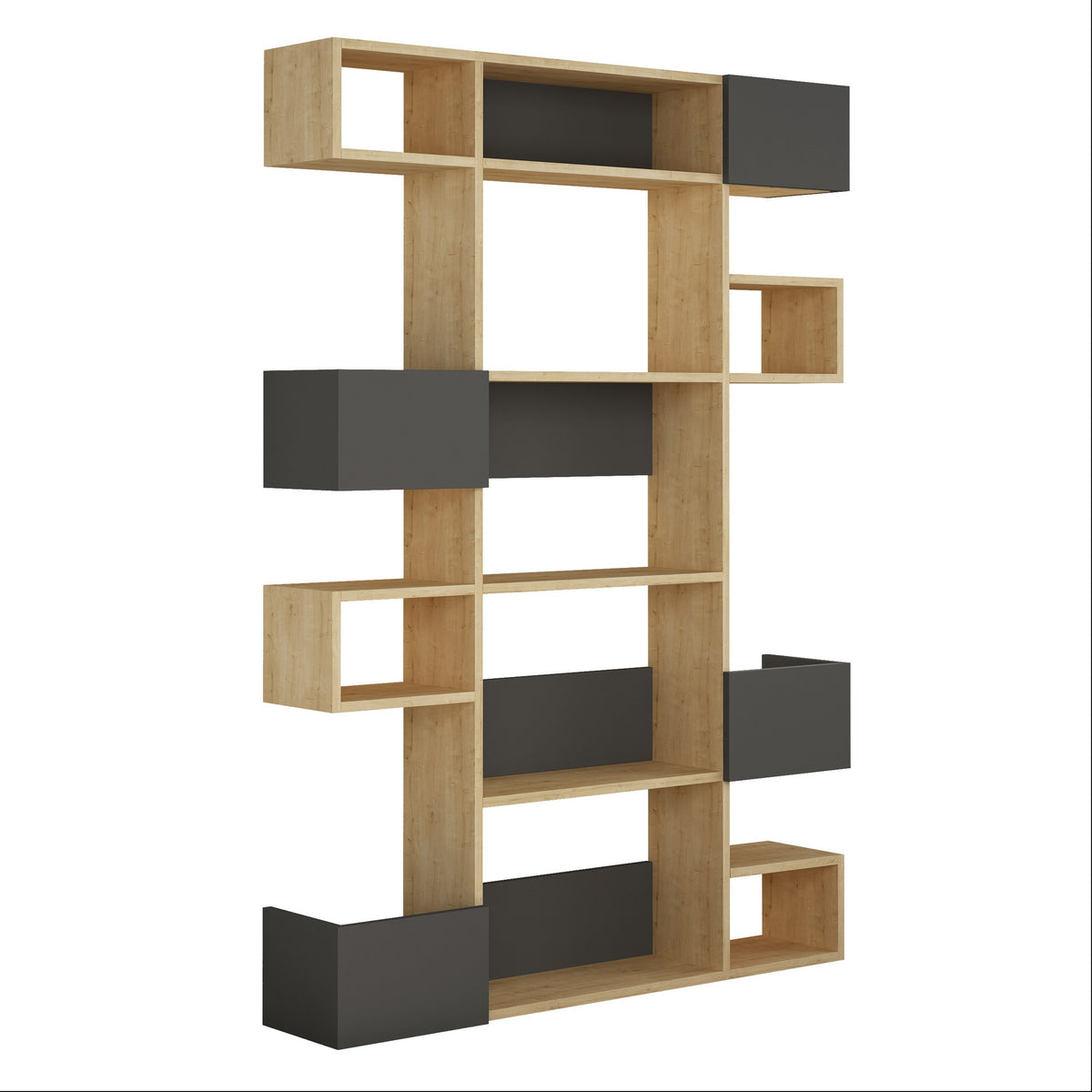 Βιβλιοθήκη Melani Δρυς - Ανθρακί 120x27x171 εκ. Μελαμίνης