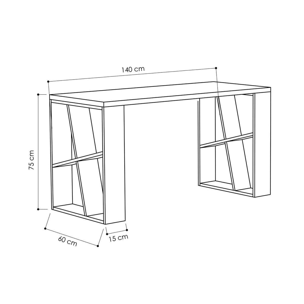 Γραφείο Koukouli Λευκό - Ανθρακί 140x60x75 εκ. Μελαμίνης