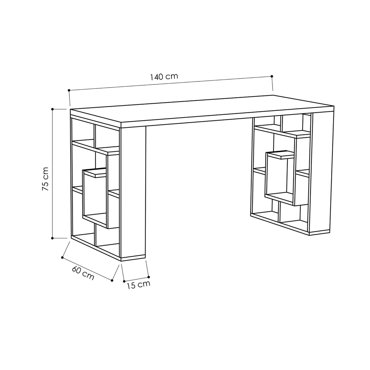 Γραφείο Livadero Λευκό - Δρυς 140x60x75 εκ. Μελαμίνης