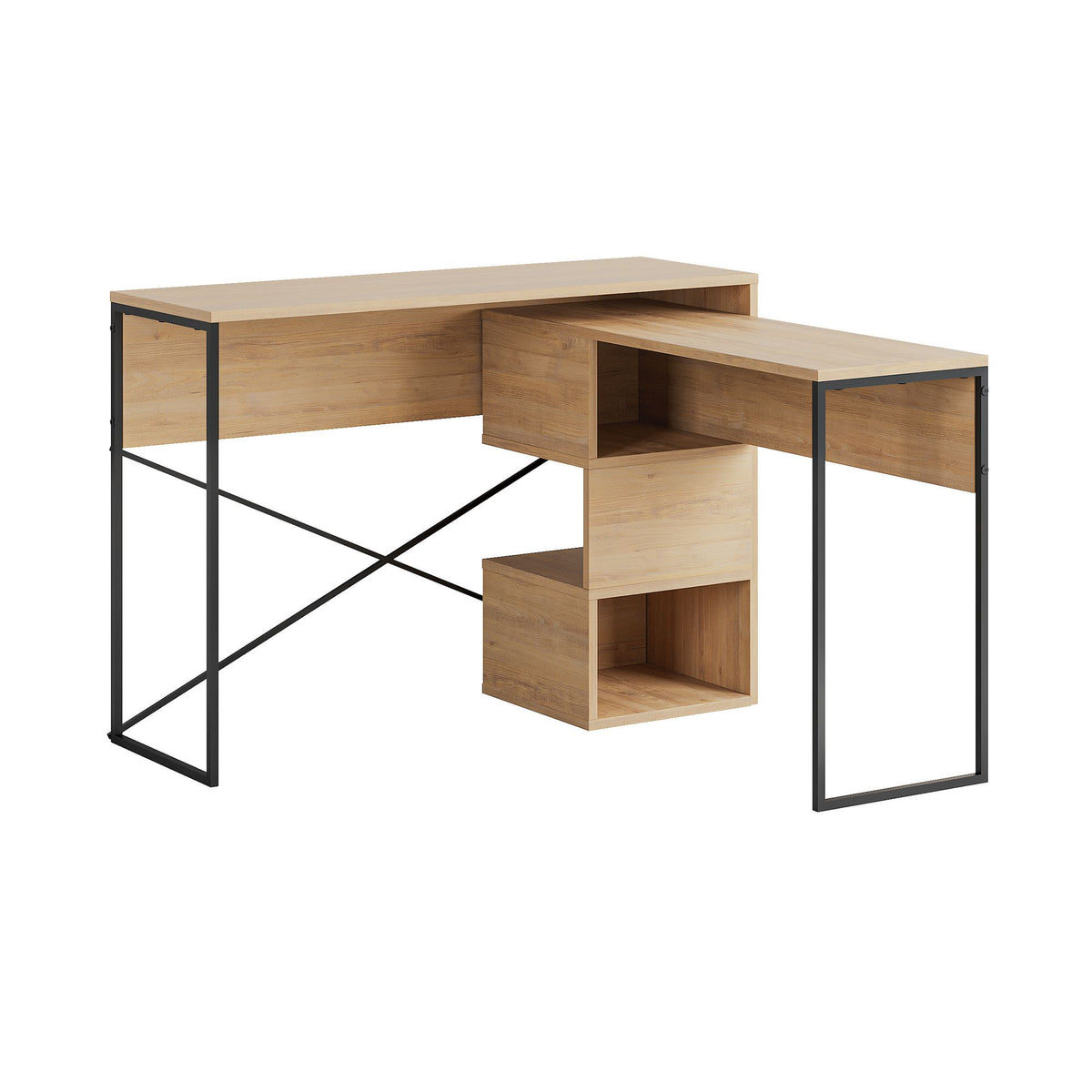 Γραφείο Manassis Με Ράφια Δρυς Sapphire 110x102.5x77 εκ. Μελαμίνης