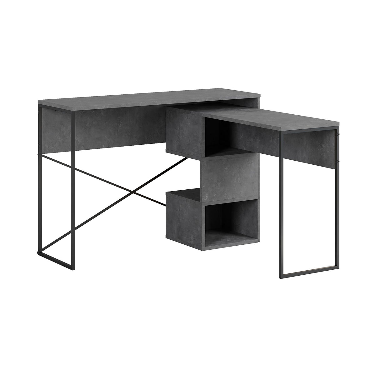 Γραφείο Manassis Με Ράφια Γκρι Retro 110x102.5x77 εκ. Μελαμίνης