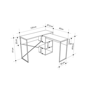 Γραφείο Manassis Με Ράφια Γκρι Retro 110x102.5x77 εκ. Μελαμίνης