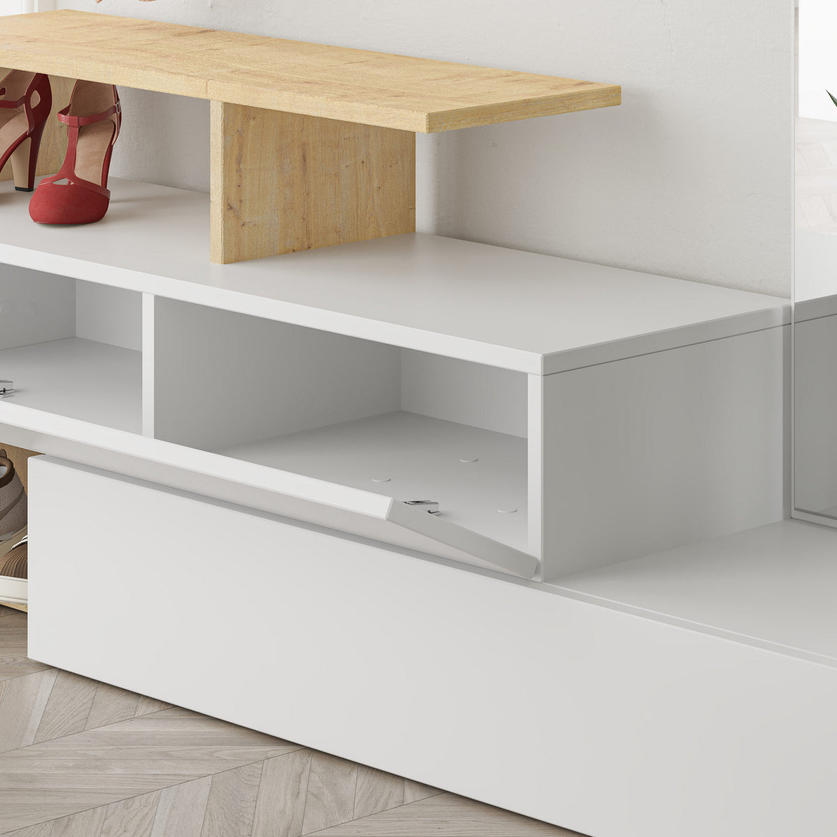 Έπιπλο Εισόδου Vergina Λευκό - Δρυς 137x35x54.5 εκ. Μελαμίνης