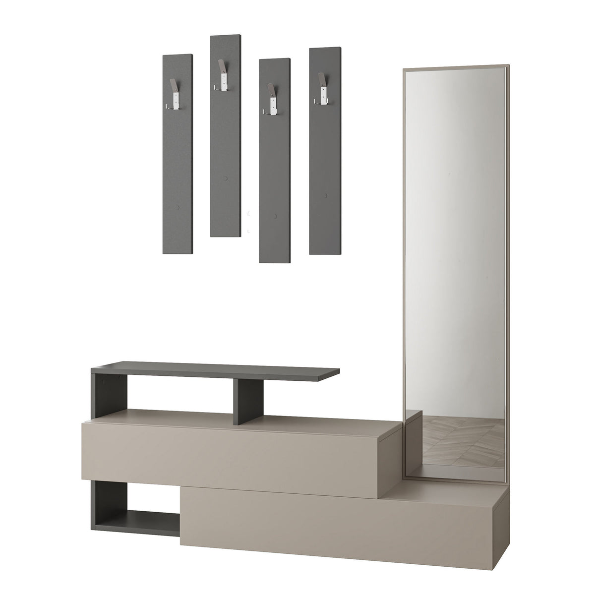 Έπιπλο Εισόδου Vergina Ανοιχτό Μόκα - Ανθρακί 137x35x54.5 εκ. Μελαμίνης