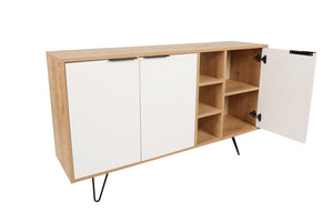 Κονσόλα Kea Με Ράφια Δρυς - Λευκό 142x35.6x83 εκ. Μελαμίνης