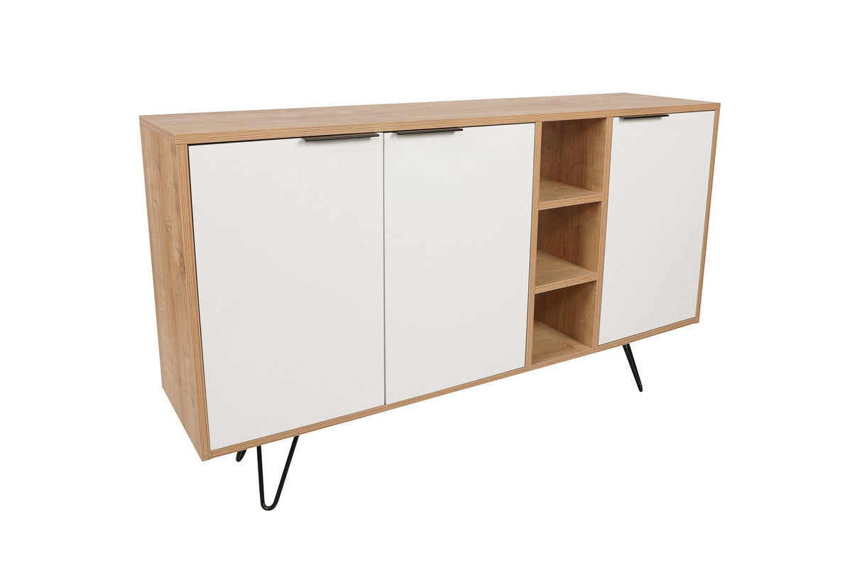 Κονσόλα Kea Με Ράφια Δρυς - Λευκό 142x35.6x83 εκ. Μελαμίνης