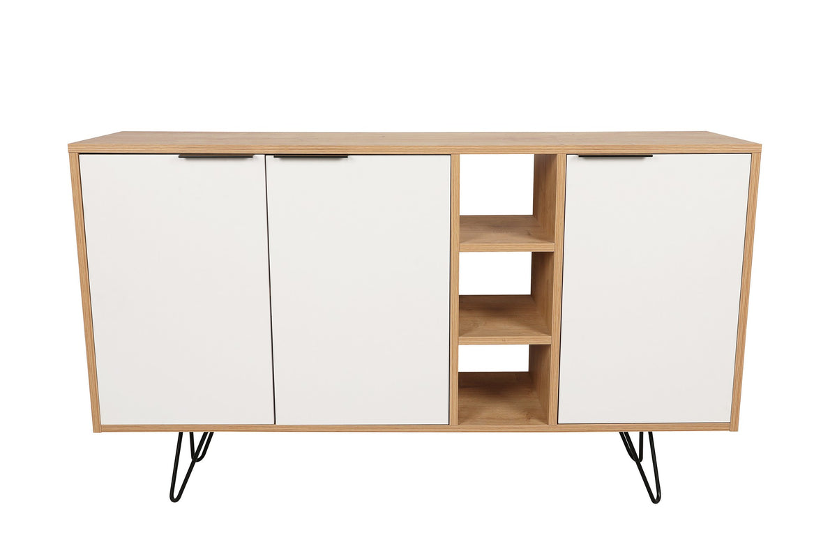 Κονσόλα Kea Με Ράφια Δρυς - Λευκό 142x35.6x83 εκ. Μελαμίνης