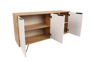 Κονσόλα Kea Με Ράφια Δρυς - Λευκό 142x35.6x83 εκ. Μελαμίνης