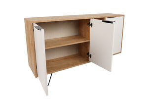 Κονσόλα Kea Με Ράφια Δρυς - Λευκό 142x35.6x83 εκ. Μελαμίνης