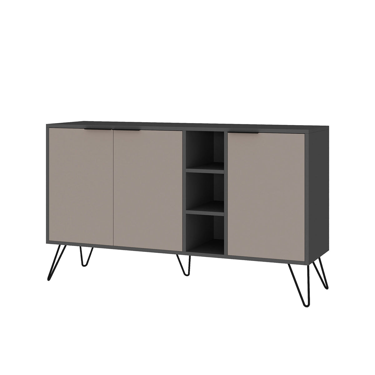 Κονσόλα Kea Με Ράφια Ανθρακί - Ανοιχτό Καφέ 142x35.6x83 εκ. Μελαμίνης