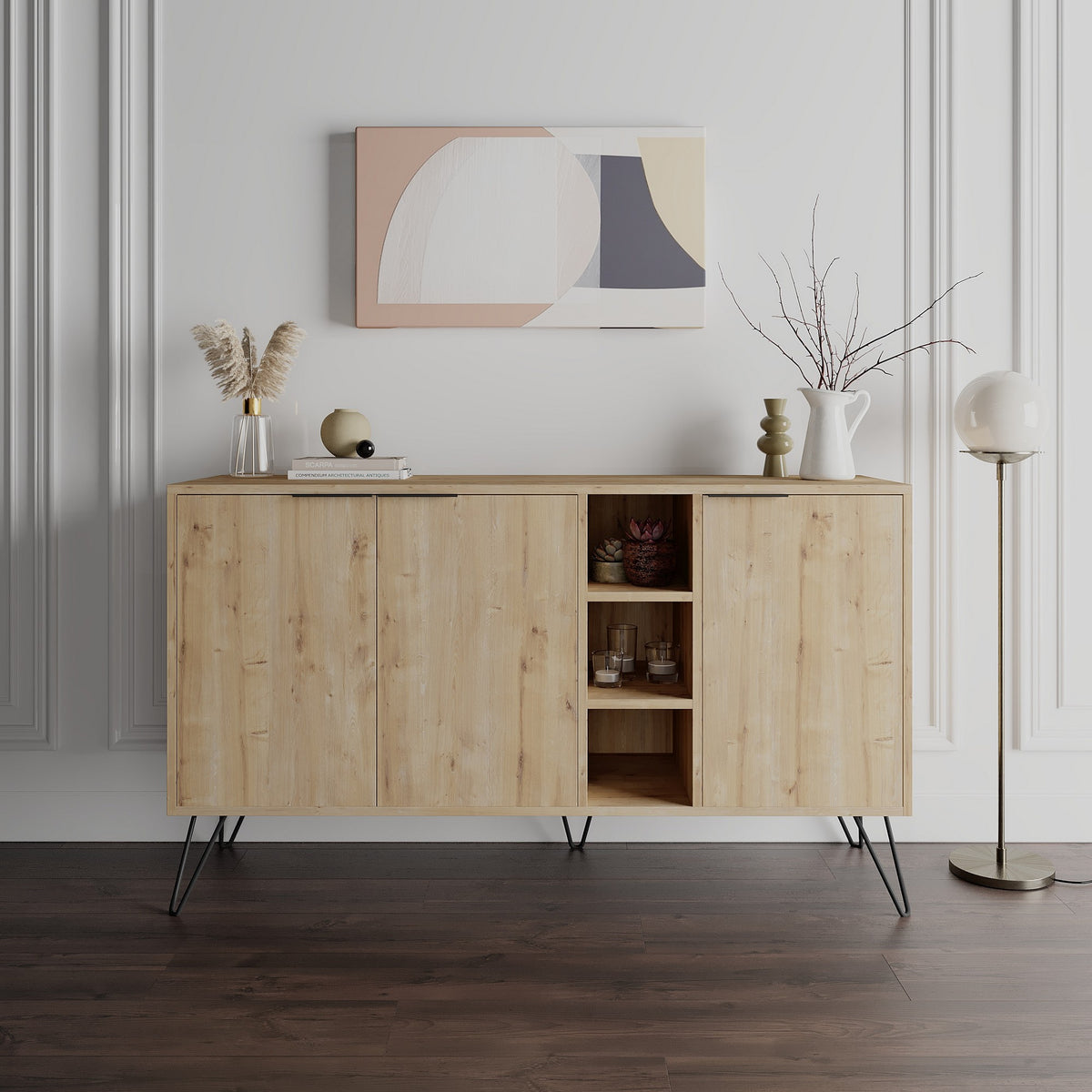 Κονσόλα Kea Με Ράφια Δρυς 142x35.6x83 εκ. Μελαμίνης