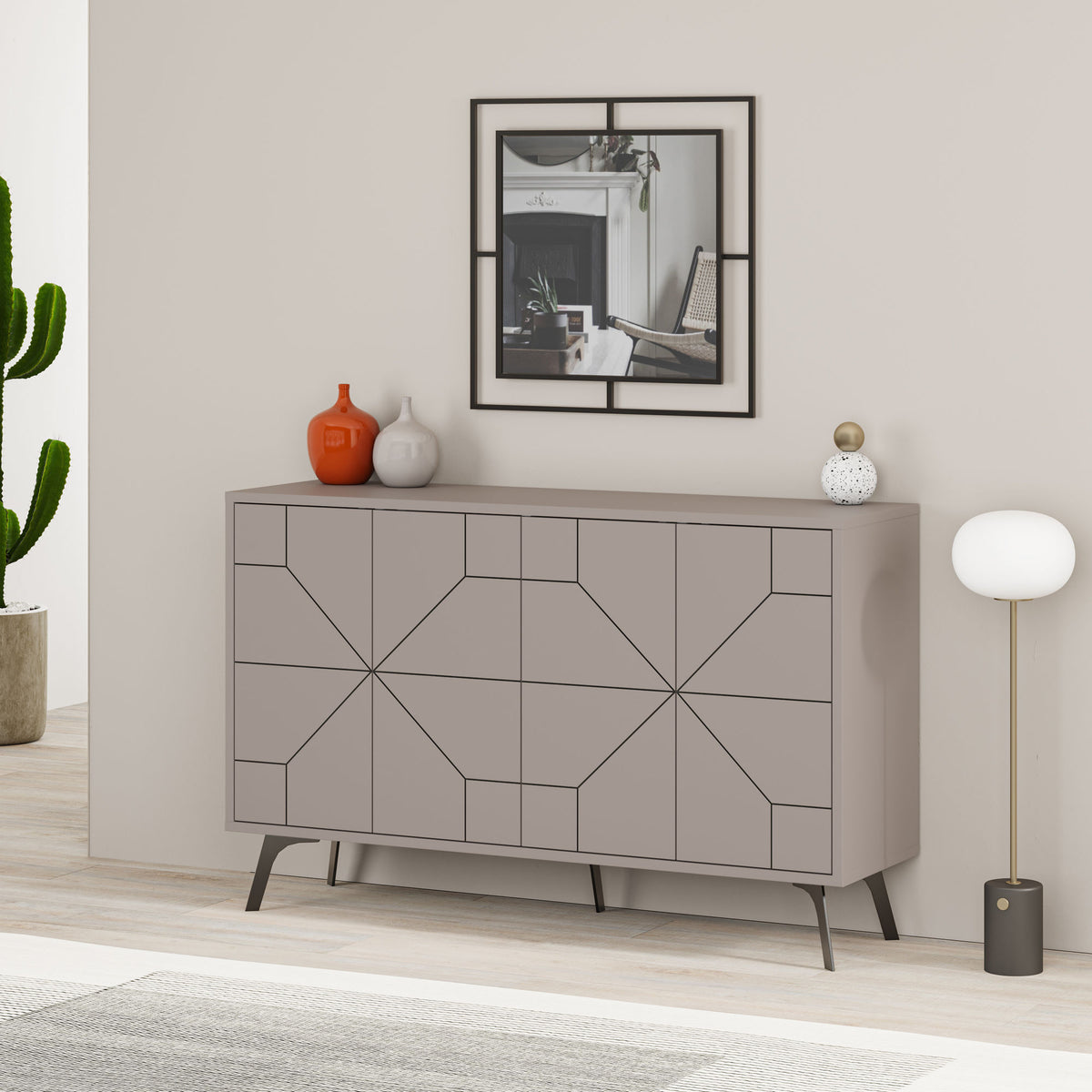 Κονσόλα Antiparos Με Soft-Close Ανοιχτό Μόκα 123x35x62.4 εκ. Μελαμίνης