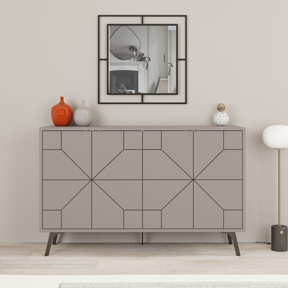 Κονσόλα Antiparos Με Soft-Close Ανοιχτό Μόκα 123x35x62.4 εκ. Μελαμίνης