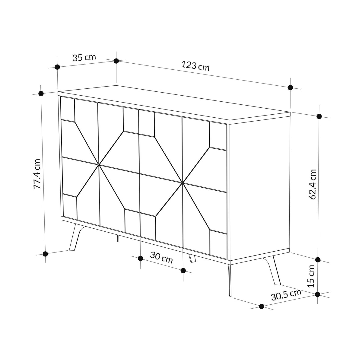 Κονσόλα Antiparos Με Soft-Close Ανοιχτό Μόκα 123x35x62.4 εκ. Μελαμίνης