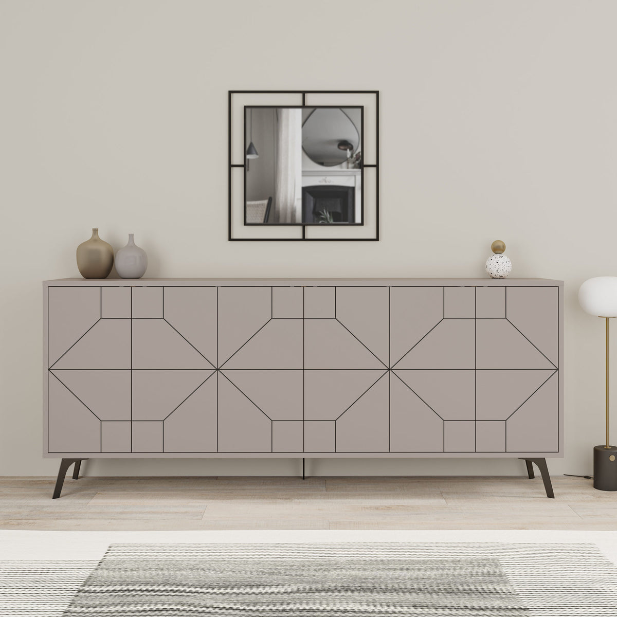 Κονσόλα Antiparos Με Soft-Close Ανοιχτό Μόκα 184x35x77.4 εκ. Μελαμίνης