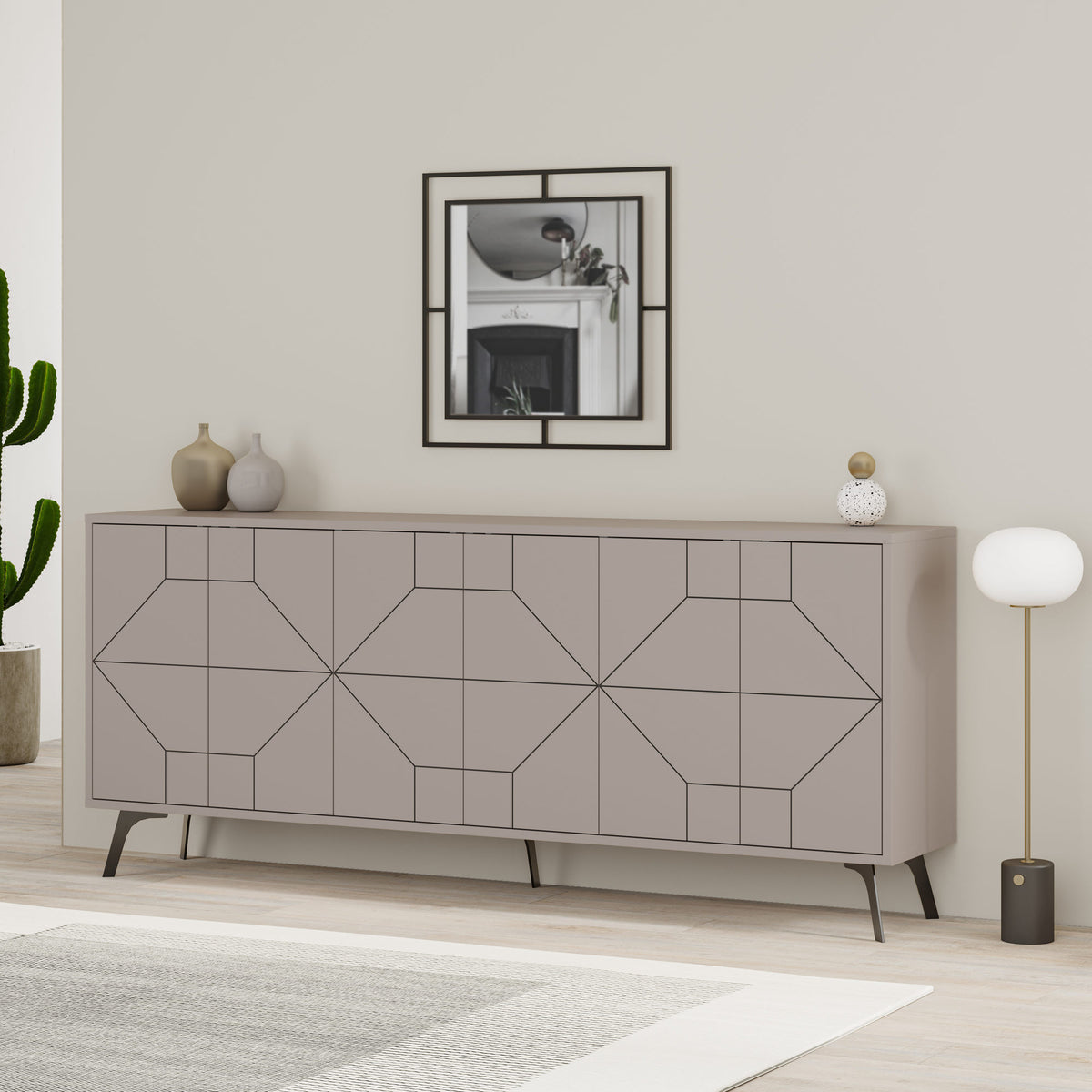 Κονσόλα Antiparos Με Soft-Close Ανοιχτό Μόκα 184x35x77.4 εκ. Μελαμίνης