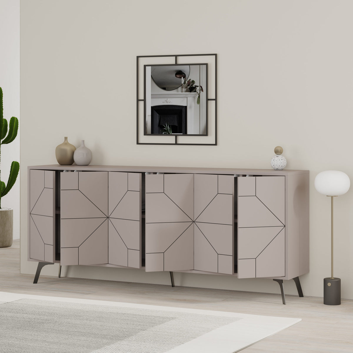 Κονσόλα Antiparos Με Soft-Close Ανοιχτό Μόκα 184x35x77.4 εκ. Μελαμίνης