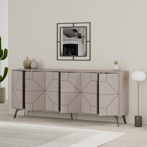 Κονσόλα Antiparos Με Soft-Close Ανοιχτό Μόκα 184x35x77.4 εκ. Μελαμίνης