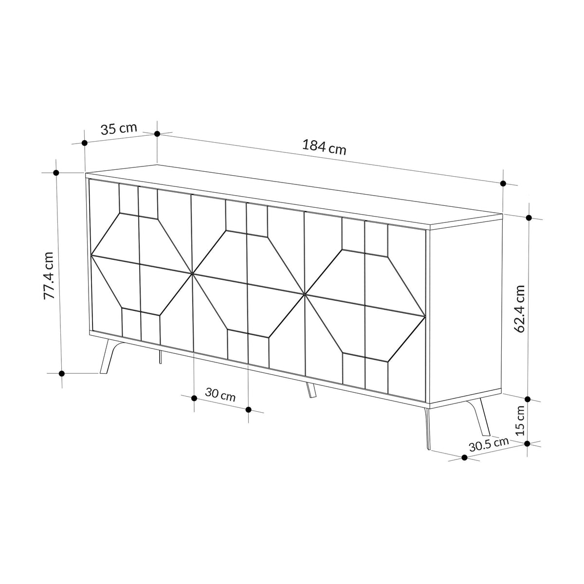 Κονσόλα Antiparos Με Soft-Close Ανοιχτό Μόκα 184x35x77.4 εκ. Μελαμίνης