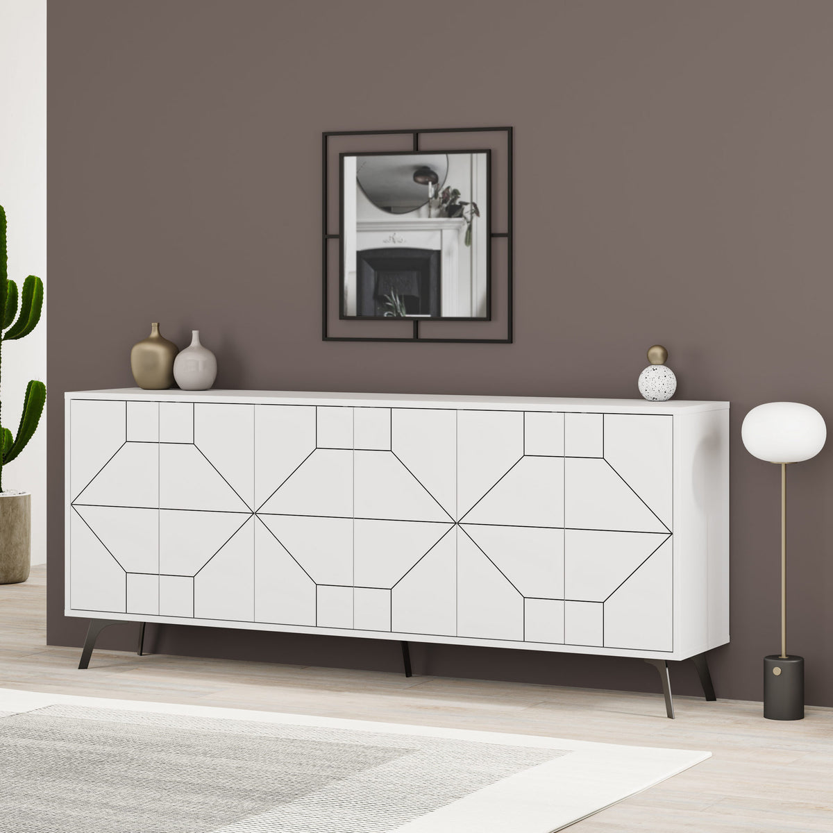 Κονσόλα Antiparos Με Soft-Close Λευκό 184x35x77.4 εκ. Μελαμίνης