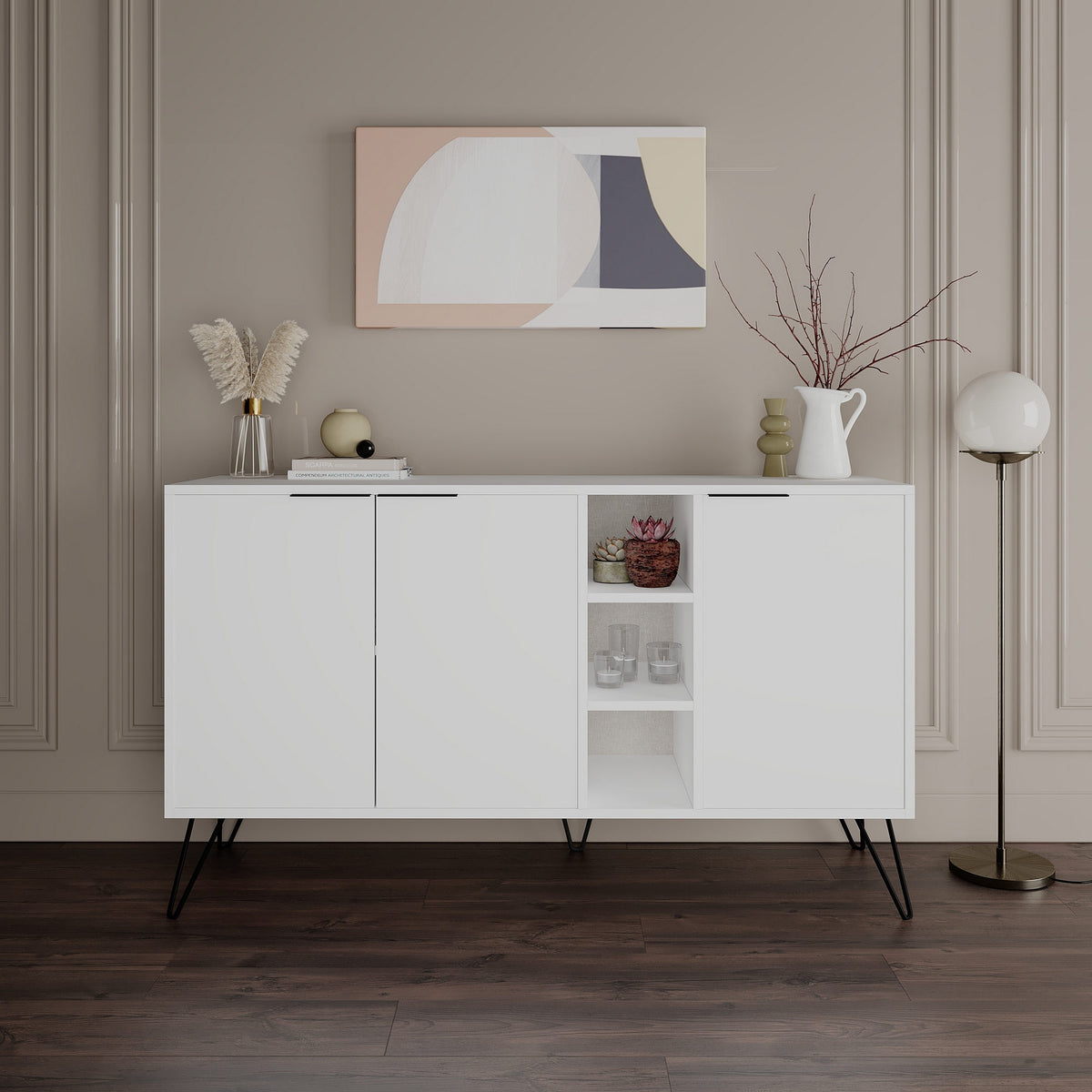 Κονσόλα Kea Με Ράφια Λευκό 142x35.6x83 εκ. Μελαμίνης