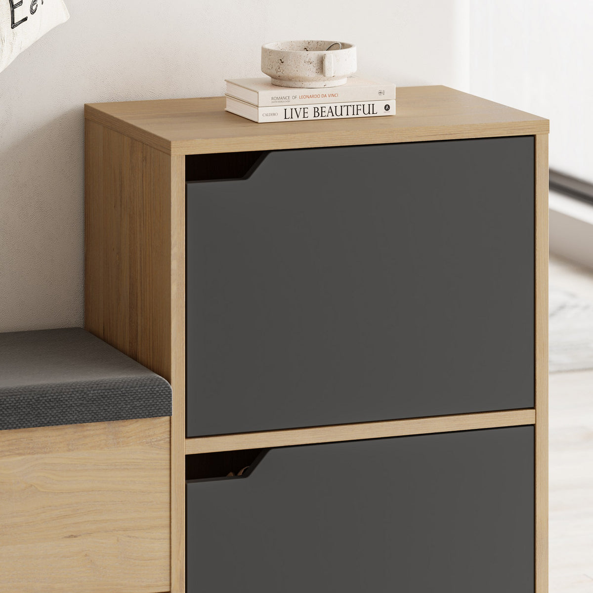 Παπουτσοθήκη Sagiada Δρυς - Ανθρακί 101.5x35.5x80.5 εκ. Μελαμίνης