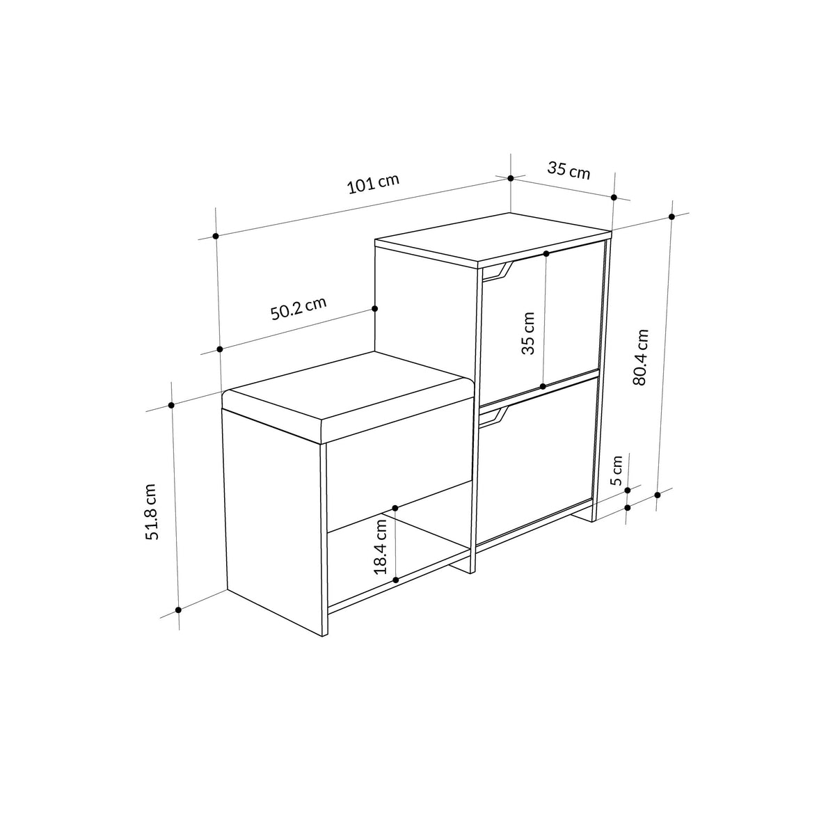 Παπουτσοθήκη Sagiada Δρυς - Ανθρακί 101.5x35.5x80.5 εκ. Μελαμίνης