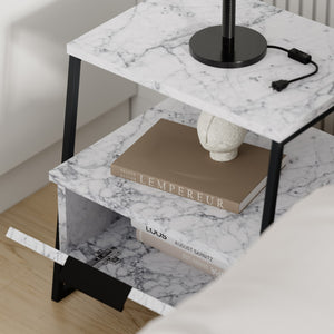 Κομοδίνο Dragonera Μάρμαρο Carrara 45x40x50 εκ. Μελαμίνης