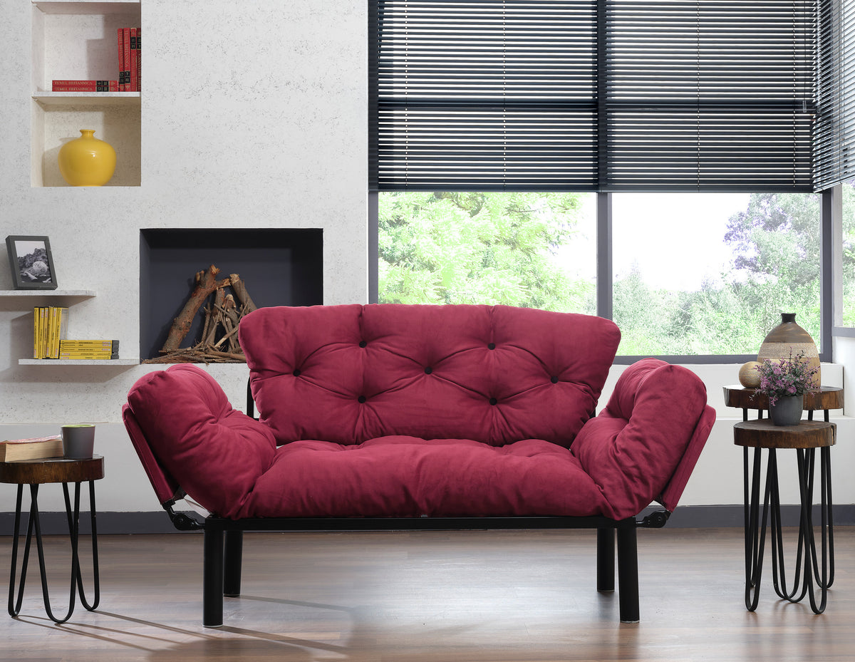 Διθέσιος Καναπές-Κρεβάτι Skalados Μπορντό 155x70x80 εκ.