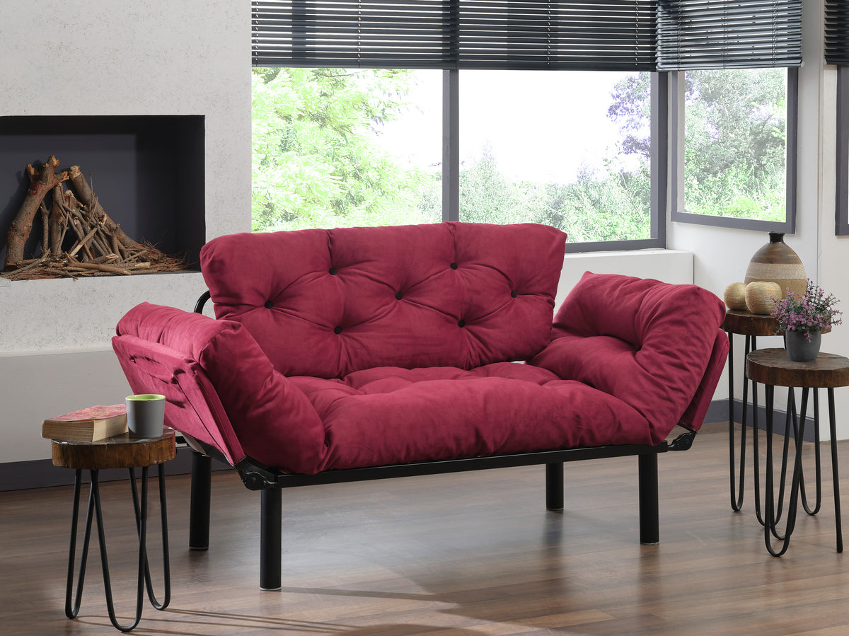 Διθέσιος Καναπές-Κρεβάτι Skalados Μπορντό 155x70x80 εκ.