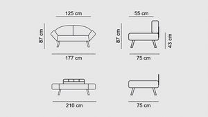 Διθέσιος Καναπές-Κρεβάτι Taxiarches Πετρόλ Μπλε 177x75x87 εκ.